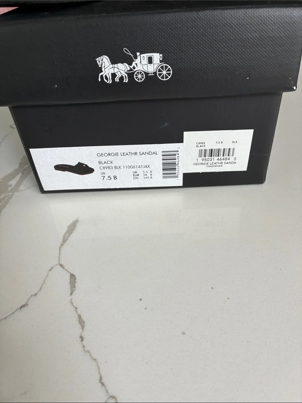 COACH Black Knotted Leather Slide Sandals